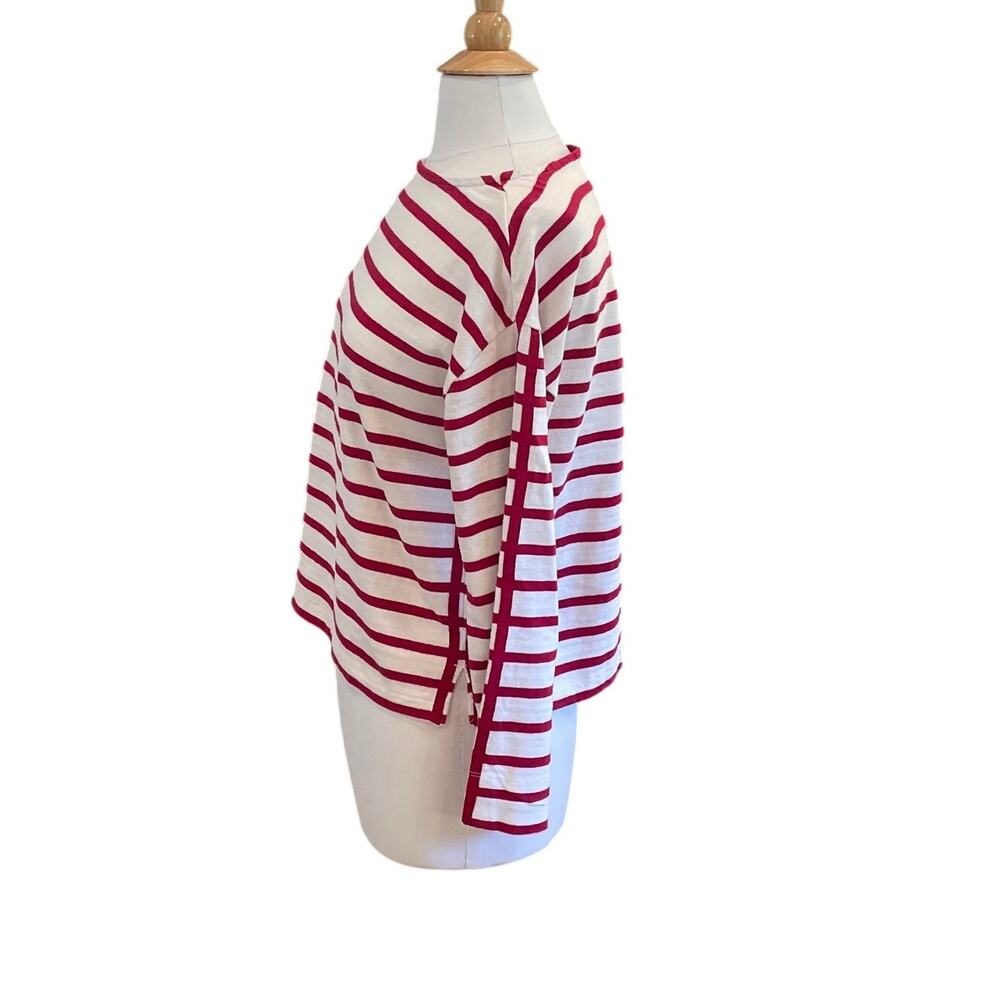 Ann Taylor LOFT Red Stripe Long Sleeve T-Shirt, Ribbon Detail, Minimalist, XS - Picture 3 of 13